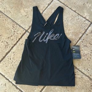 Nike Black Racerback Tank Top with Script Logo